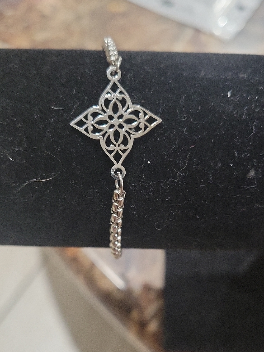Silver Filigree Floral Charm Bracelet - Women Jewelry